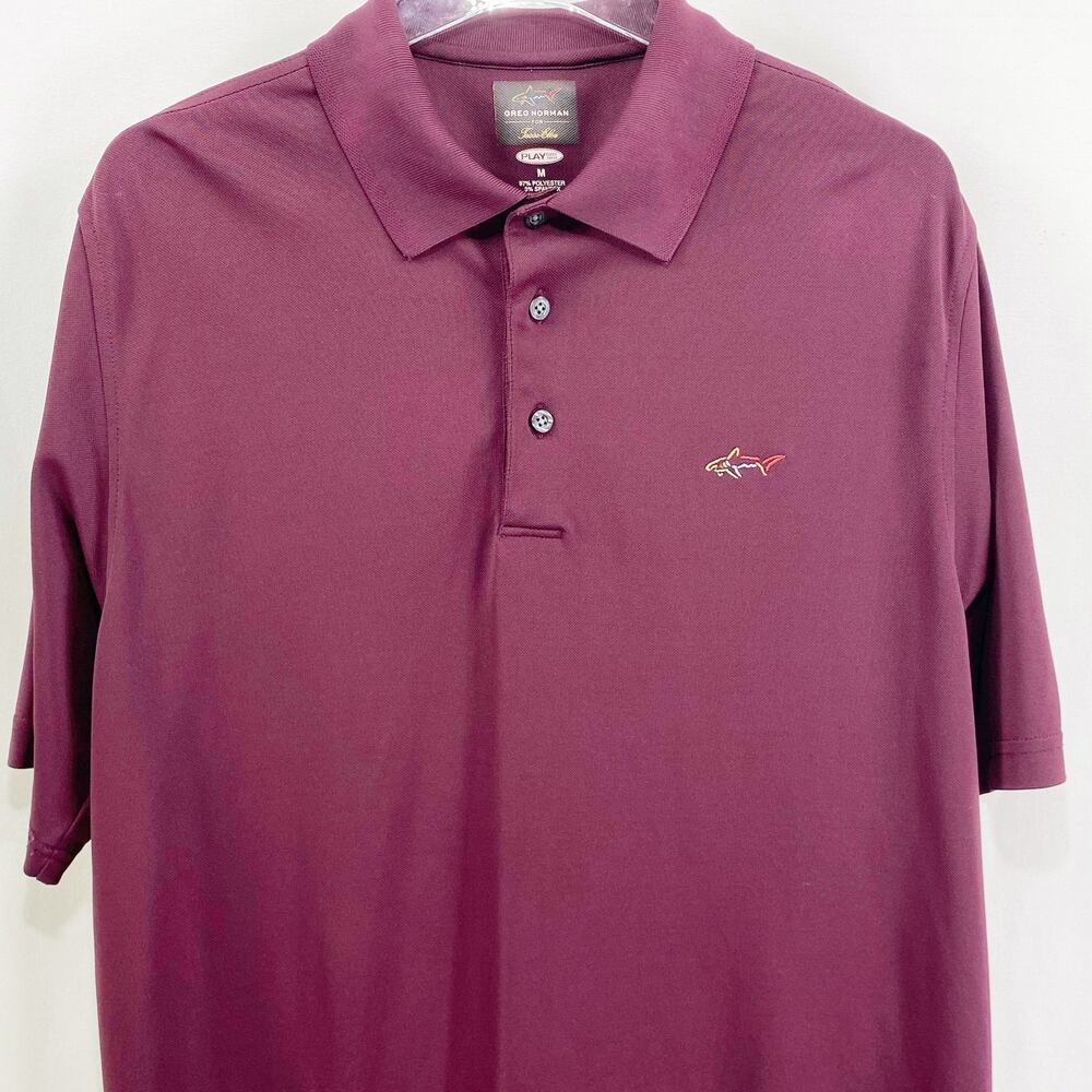 GREG NORMAN FOR TASSO ELBA Wine Burgundy Collared Polo - Picture 6 of 11